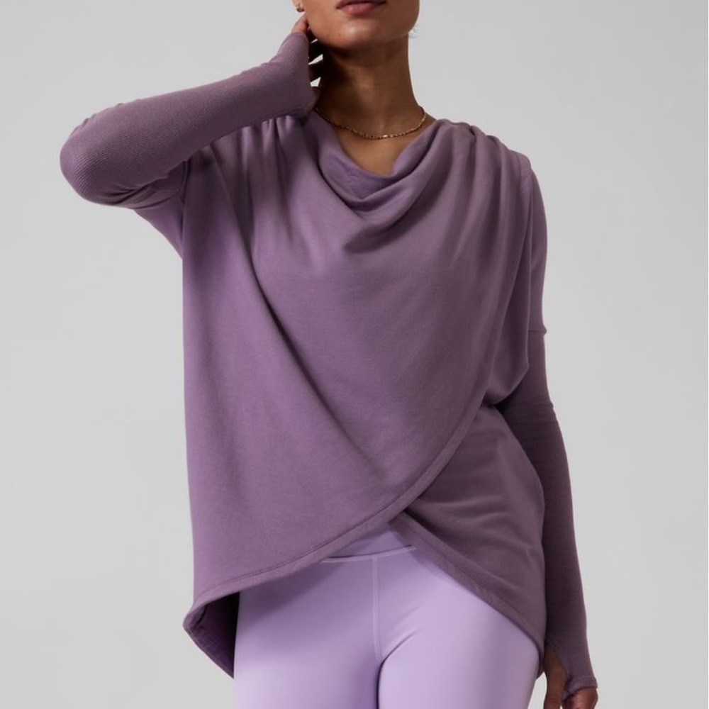 Athleta Purana Purple Violet Wrap Tunic Soft Sweatshirt Hoodie